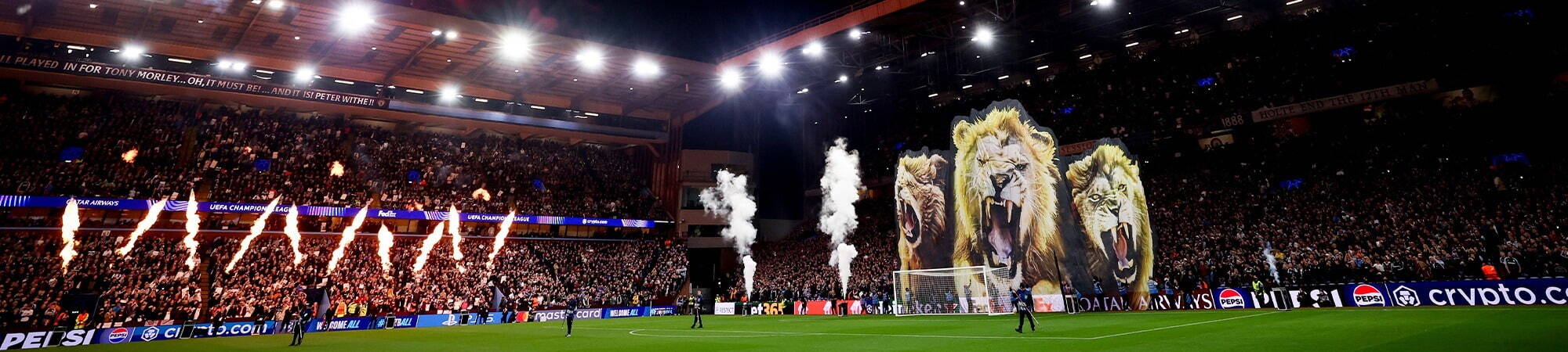 Team Walking Out on Pitch with Fireworks and Flags 